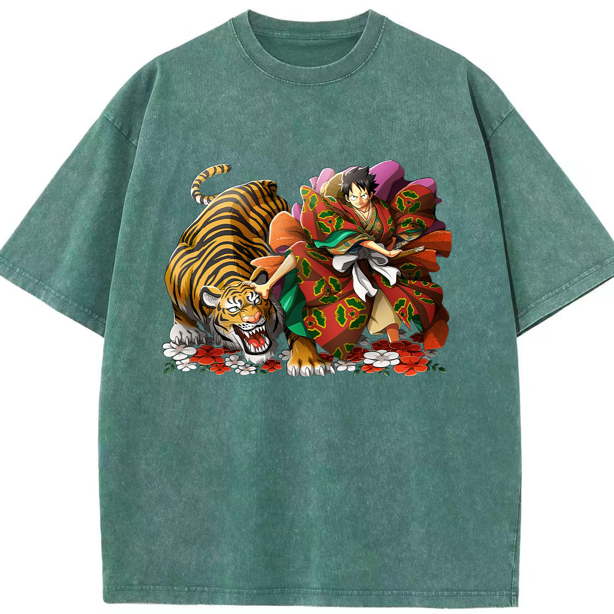 （画像用） ワンピース モンキー・D・ルフィ ONE PIECE Monkey D. Luffy 綿100% ヴィンテージ風 半袖Tシャツ（フロントプリント）